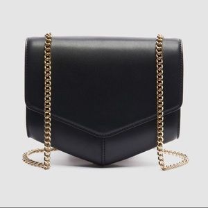 Sandro Paris Lou MM Black Leather Gold Chain Purse